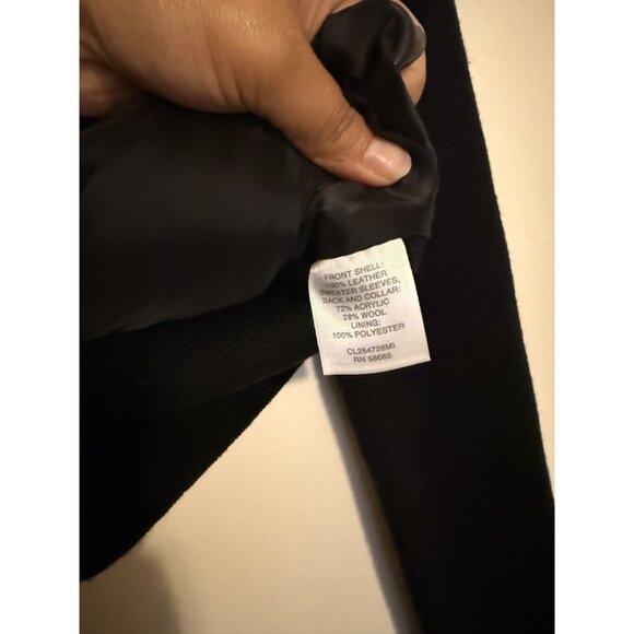 Classiques Entier Women's Black Leather Front and Wool Zip Up jacket Size XS - Picture 4 of 5